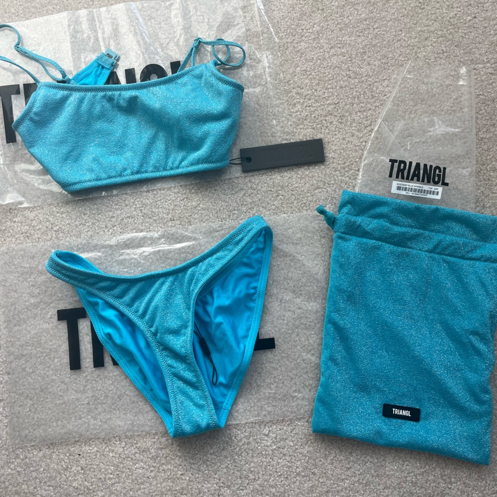 Triangl Swimwear Mica Baby Blue Sparkle Size S Unused brand new with Tags